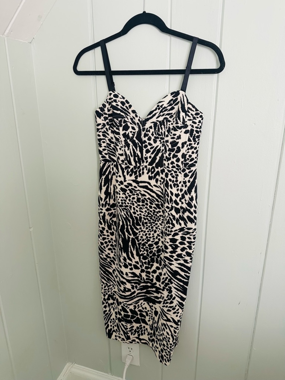 Sergio Hudson x Target Black & Cream Animal Print Bodycon Dress / XXS
